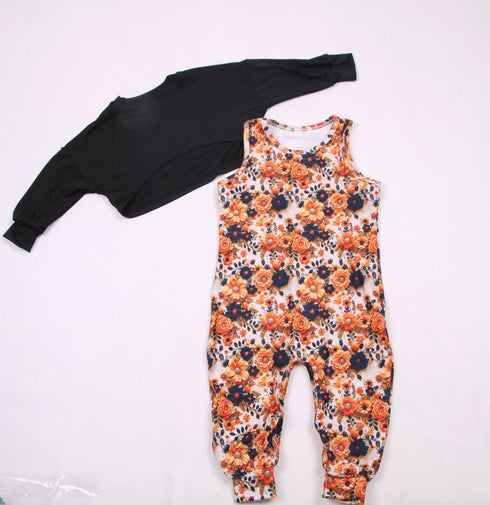 3D Floral honey/ Ollie romper - with snaps