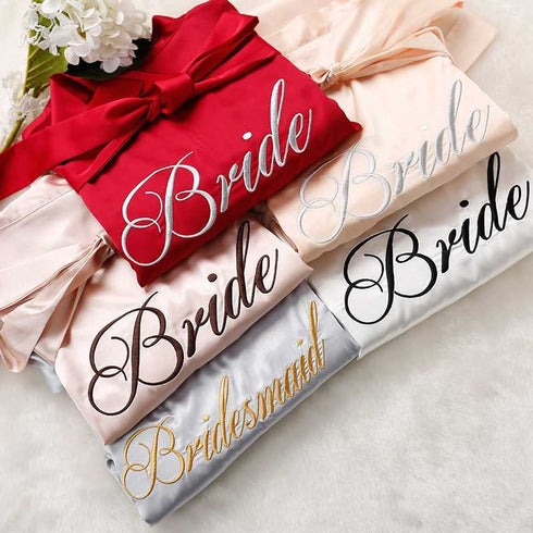 Custom Satin Bridesmaid Robes – Personalized with Name, Title, or Date | Wedding Party Gifts