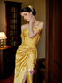Golden Hour Off-the-Shoulder Satin Ball Gown Evening Dress