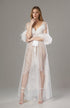Luxury White Turkey Feather Lace Sheer Robe Dress Set | Bridal Getting Ready Gown