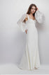 Ethereal Sculpted Bust Mermaid Gown with Sheer Balloon Sleeves