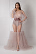 Luxury 3 colors Layered Tulle Sheer Robe Dress | Couture Ruffle Boudoir Robe Set