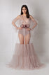 Luxury 3 colors Layered Tulle Sheer Robe Dress | Couture Ruffle Boudoir Robe Set