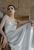Vintage Rose-Trimmed Satin Slip Wedding Dress with Spaghetti Straps