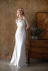 Romantic Draped Cowl Neck Satin Wedding Dress with Low Back and Train