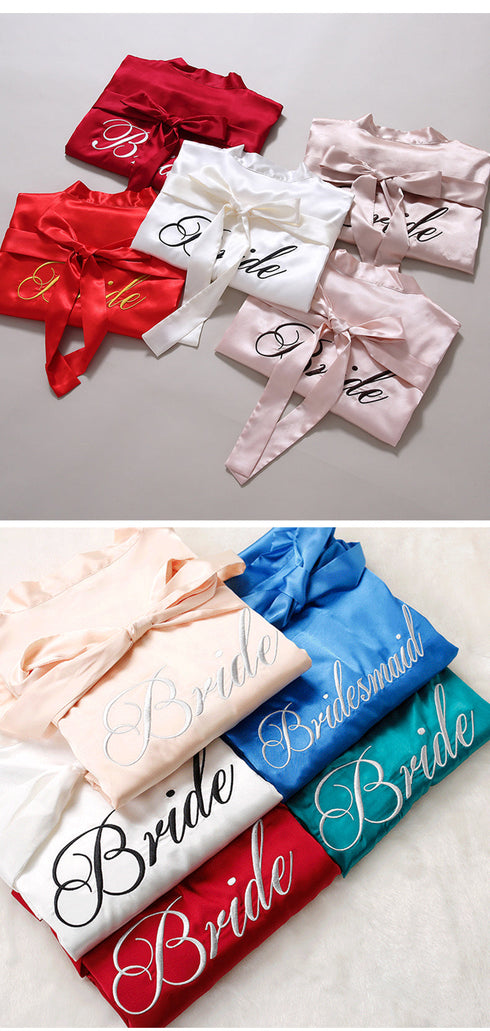 Custom Satin Bridesmaid Robes – Personalized with Name, Title, or Date | Wedding Party Gifts