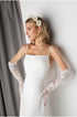 Minimalist Satin Wedding Dress with Delicate Bow Back & Sheer Gloves