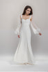 Ethereal Sculpted Bust Mermaid Gown with Sheer Balloon Sleeves