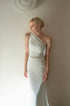 Minimalist One-Shoulder Silky Satin Wedding Dress with Draped Back