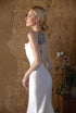 Romantic Draped Cowl Neck Satin Wedding Dress with Low Back and Train