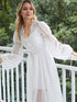 Boho Lace Embroidered Long Sheer Robe Set with Camisole Dress