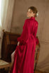 Elegant Satin Feather-Trimmed Robe & Nightdress Set - Luxury Bridal & Lounge Wear