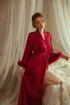 Elegant Satin Feather-Trimmed Robe & Nightdress Set - Luxury Bridal & Lounge Wear