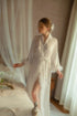 Elegant Satin Feather-Trimmed Robe & Nightdress Set - Luxury Bridal & Lounge Wear