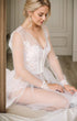 Elegant Sheer Lace Bridal Robe – Long-Sleeve See-Through Lingerie Gown