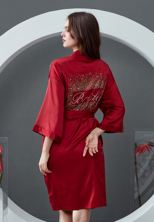 Luxurious Rhinestone Satin Custom Bridal and Bridesmaid Robe – Sparkling Elegance for Weddings