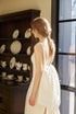 Pearl Strap Halter Satin Wedding Dress with Dramatic Back Bow and Train