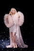Ostrich Feather sequin mesh long robe dress with sequin nightgown pink ivory-size S-2XL next day shipping