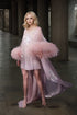Ostrich Feather sequin mesh long robe dress with sequin nightgown pink ivory-size S-2XL next day shipping