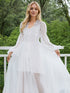 Boho Lace Embroidered Long Sheer Robe Set with Camisole Dress