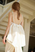 Pearl Strap Halter Satin Wedding Dress with Dramatic Back Bow and Train