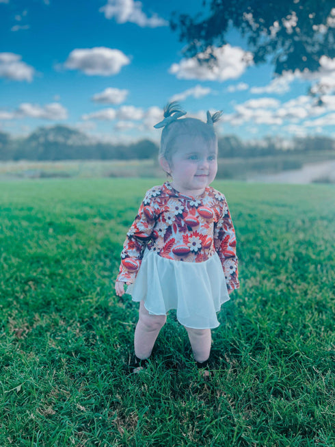 Football Long sleeve mesh skirted romper