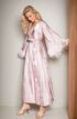 Luxury Feather-Trimmed Satin Robe - Elegant Full-Length Lounge & Bridal Wear