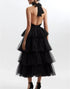 Ruffle Layered tulle Hem Haltered A-line tutu French style long prom dress