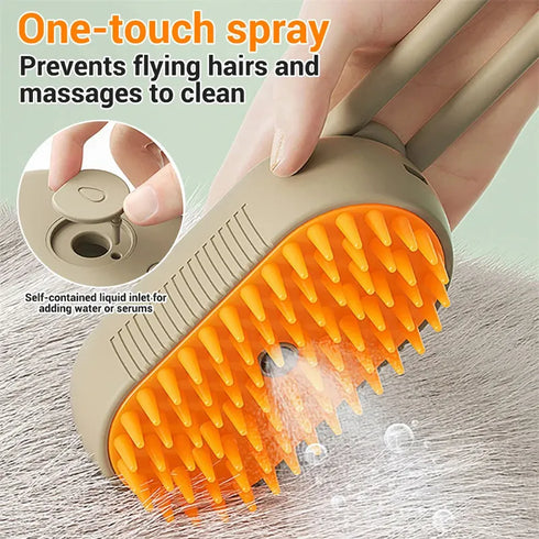 Pet Steam Brush - 3 In 1 Cleaning Steamy Spray Massage Comb Hair Removal Grooming Supplies Pets Accessories