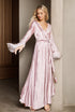 Luxury Feather-Trimmed Satin Robe - Elegant Full-Length Lounge & Bridal Wear