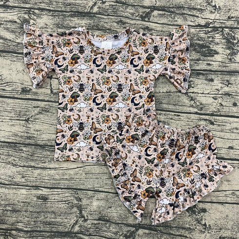 Butterfly mushroom ruffle top set