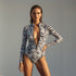 Zipper Swimsuit with Sleeves / Bodysuit / ZEBRA