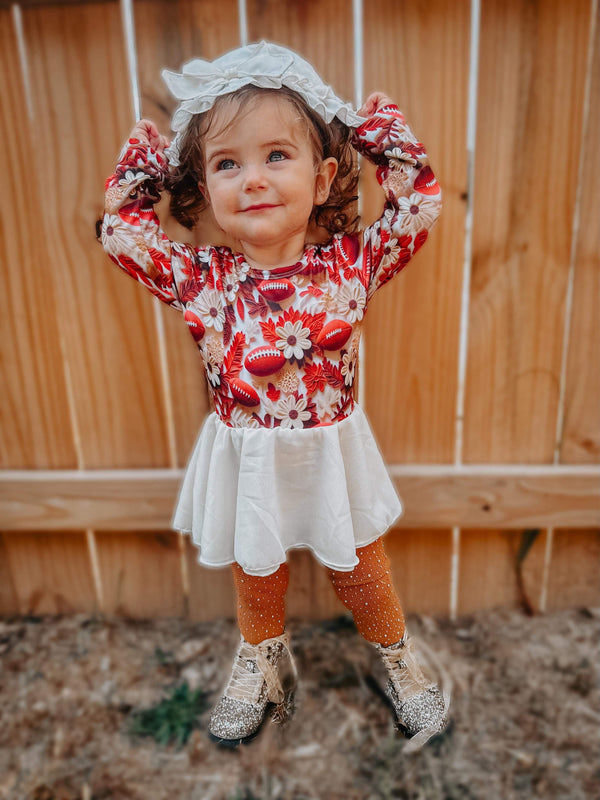 Football Long sleeve mesh skirted romper