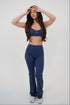 I Live in Luxury Navy Blue Sports Bra