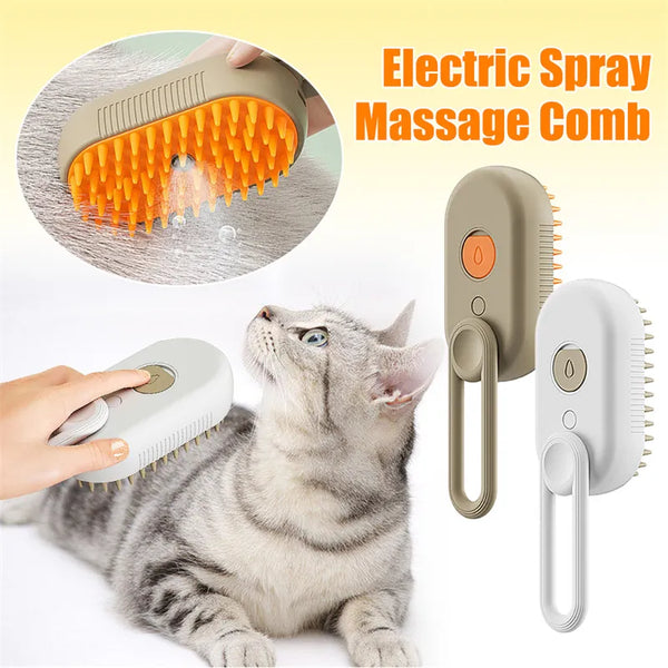Pet Steam Brush - 3 In 1 Cleaning Steamy Spray Massage Comb Hair Removal Grooming Supplies Pets Accessories