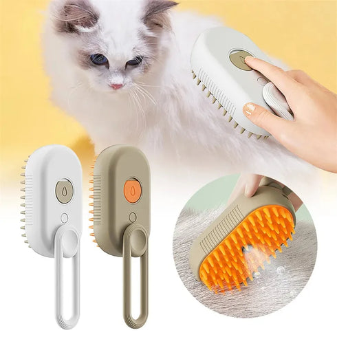 Pet Steam Brush - 3 In 1 Cleaning Steamy Spray Massage Comb Hair Removal Grooming Supplies Pets Accessories