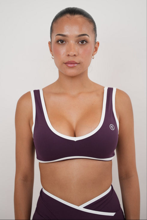 I Am Right Where I Need to Be Plum Butter Sports Bra
