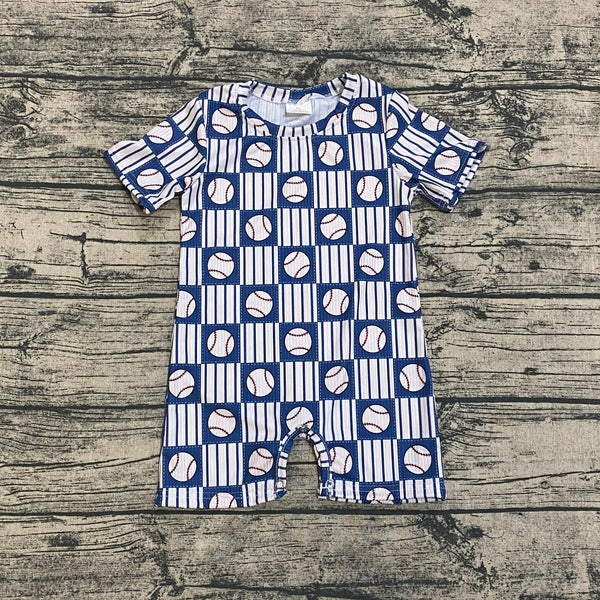 Baseball ribbed material boy romper