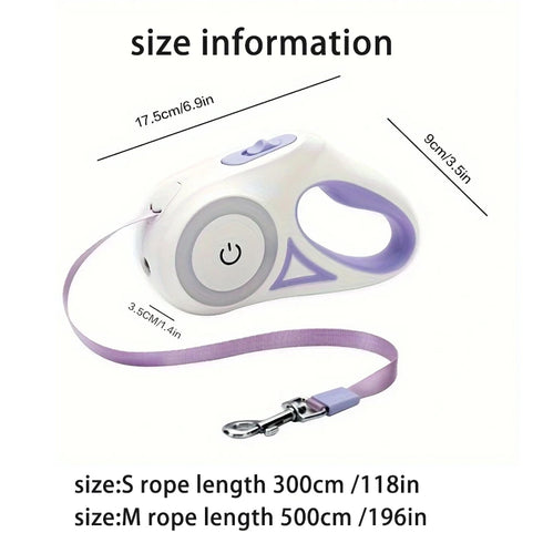 3m/5m LED Retractable Dog Leash with Automatic Light - Walking Rope for Small & Medium Dogs