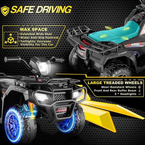 12V Kids RideOn ATV Quad - Battery Powered Electric Car with Speed and Soft Braking System