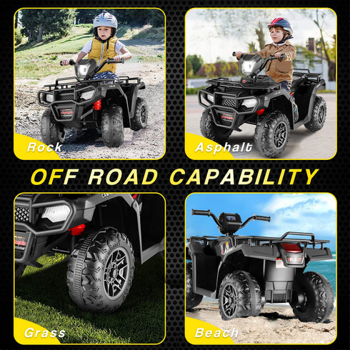 12V Kids RideOn ATV Quad - Battery Powered Electric Car with Speed and Soft Braking System