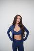 I Live in Luxury Navy Blue Sports Bra