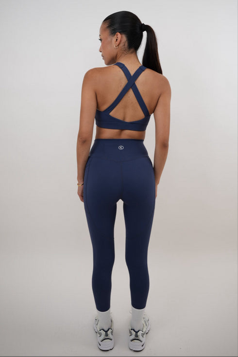 I Am Glowing Navy Blue Quick Dry Butter Legging