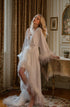 Bride Ostrich Feather Silky Satin Long Robe Dress