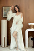 Bride Ostrich Feather Silky Satin Long Robe Dress