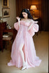 Blush Pink Sheer Bow-Tie Robe Dress – Romantic Elegance