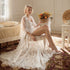 Chantilly Floral Lace Long Robe Set with Train - Next Day Shipping