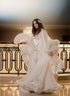 Luxury thick turkey feather fringe long bridal robe set with night gown