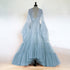 Tulle Ruffled Sleeves Layered Fringe Long Robe Dress
