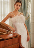 Luxury Ostrich Feather Silky Satin Long Nightgown